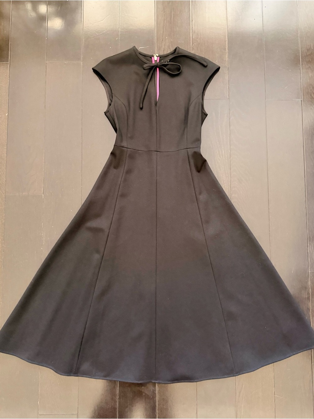 kate spade Black Cap-Sleeve Tie-Neck Dress Top